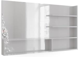 Vicco Spiegelregal Weiß Hochglanz 119,8 x 70 cm, moderner Badspiegel mit Ablagen