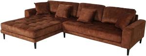 Ecksofa HWC-J54, Couch Sofa 3-Sitzer L-Form Liegefläche links/rechts 295cm ~ Samt rost-rot