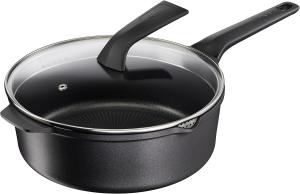 Tefal E24933 Robusto Aluguss Schmorpfanne 26 cm mit Deckel | einfache Reinigung | Antihaftversiegelung | Thermo-Signal Temperaturanzeiger | spülmaschinenfest | induktionsgeeignet | Schwarz