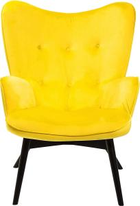 Kare Design Sessel Vicky Velvet, samtiger Loungesessel, TV-Sessel mit dunklem Holzgestell, (H/B/T) 92 x 59 x 63 cm, gelb