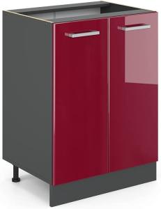 VICCO Küchenschrank R-Line Hängeschrank Unterschrank Küchenzeile Küchenunterschran Anthrazit (Bordeaux Hochglanz, Unterschrank 60cm)