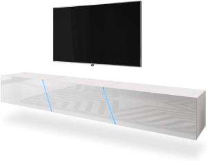 Selsey TV-Lowboard, Weiß Matt/Weiß Hochglanz, 240 x 35 x 40