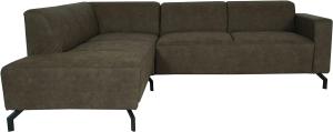 Ecksofa HWC-J60, Couch Sofa mit Ottomane links, Made in EU, wasserabweisend 247cm ~ Kunstleder grau-braun
