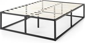 ZINUS Joseph 46 cm Metallrahmenbett | Lattenrost | Holzlattenunterstützung | Stauraum unter dem Bett | 180 x 200 cm | Schwarz