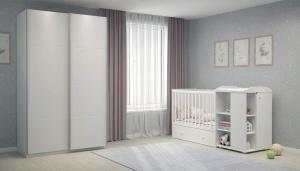 Polini Kids 3-tlg. Kinderzimmer-Set aus Kombi-Kinderbett, Kommode & Kleiderschrank
