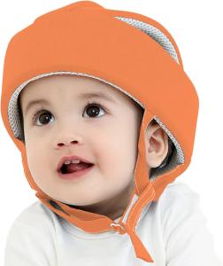 IULONEE Baby Helm Kleinkind Schutzhut Kleinkinder Kopfschutz Baumwolle Hut Kleinkind Verstellbarer Schutzhelm (Orange)
