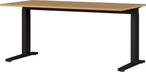 Amazon Marke - Alkove mechanisch höheneinstellbarer Schreibtisch Arlington, für ergonomisches Arbeiten, ideal für Home Office, in Grandson-Eiche-Nachbildung/Schwarz, 160 x 88 x 80 cm (BxHxT)