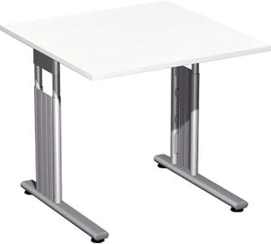 Schreibtisch, höhenverstellbar, 80x80cm, Weiß / Silber