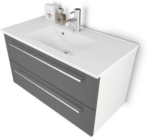 Sieper I Waschtischunterschrank 90 x 50 cm mit Waschtisch, Libato Badezimmermöbel, Badezimmerunterschrank I Arktisgrau