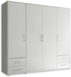 Kleiderschrank VALENCIA mit Drehtüren / Schubladen ca. 206 x 195 x 60 cm Weiß
