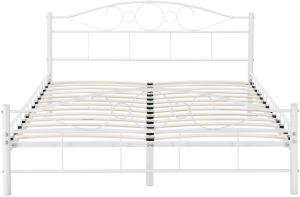 Juskys Metallbett Toskana 140 x 200 cm weiß – Bettgestell mit Lattenrost – Bett modern & massiv – große Liegefläche