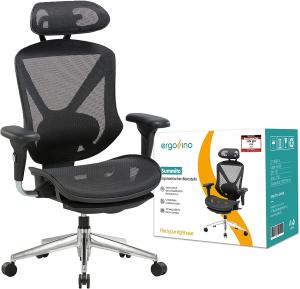 Ergofino Bürostuhl Ergonomischer Schreibtischstuhl (Black+Fußstütze)