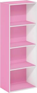 Furinno Luder Bücherregal 4-stöckig rosa/weiß