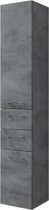 Pelipal Badezimmerschrank Quickset 945 in Oxid Dunkelgrau, 35 cm breit | Hochschrank mit 2 Türen, 2 Schubkästen und 3 Einlegeböden