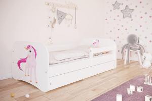Kocot Kids 'Einhorn' Einzelbett weiß 80x160 cm inkl. Rausfallschutz, Matratze, Schublade und Lattenrost