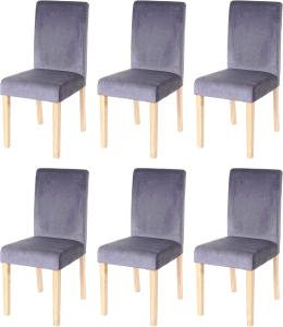 6er-Set Esszimmerstuhl Stuhl Küchenstuhl Littau, Samt ~ grau, helle Beine
