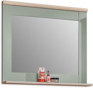 BERGEN Badspiegel in Sonoma Eiche Optik, Schilfgrün - Praktischer Badezimmerspiegel mit Ablage - 80 x 78 x 12 cm (B/H/T)