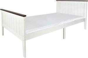 Massivholz Bett mit Matratze - Paris Walnut - Weißes Bett mit Lattenrost für Kinder (200/90 cm)