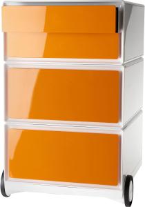 PAPERFLOW Rollcontainer easyBox, 4 Schübe, weiß / orange