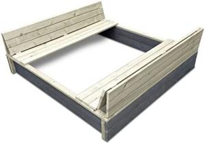 EXIT Aksent Sandkasten XL / mit Deckel = kann zu 2 Bänken umfunktioniert werden / Nordisches Fichtenholz / Maße: 132 x 135 x 20 cm / 27,8 kg