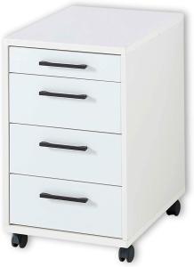 Stella Trading INNO4HOME Rollcontainer Schreibtisch, Weiß matt - Mobiler Schubladenschrank Büroschrank mit 4 Schubladen passend zum Schreibtisch - 43 x 68 x 55 cm (B/H/T)