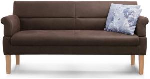 Cavadore 3-Sitzer Sofa Kira mit Federkern / Sitzbank für Küche, Esszimmer / Inkl. Armteilfunktion / 189 x 94 x 81 / Kunstleder dunkelbraun