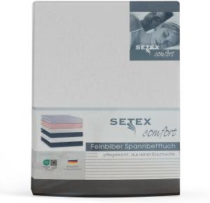 SETEX Feinbiber Spannbettlaken, 100 x 200 cm großes Spannbetttuch, 100 % Baumwolle, Bettlaken in Weiß