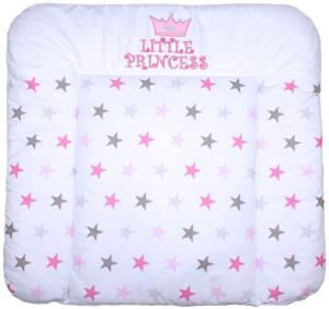 Wickelauflage mit Applikation - Princess Star Rosa - Wickeltischauflage Baby Auflage (70 x 85 cm)