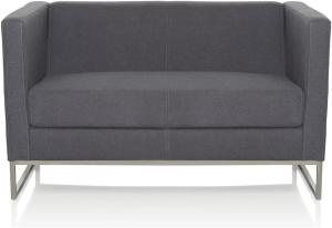 hjh OFFICE 713502 Lounge Sofa Barbados Stoff Grau Moderne 2-Sitzer Couch für höchsten Sitzkomfort