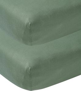 Meyco Baby Uni Spannbettlaken 2er Pack für die Babywiege (Bettlaken mit weicher Jersey-Qualität, aus 100% Baumwolle, perfekte Passform durch Rundum-Gummizug, Maße: 40 x 80 / 90cm), Waldgrün