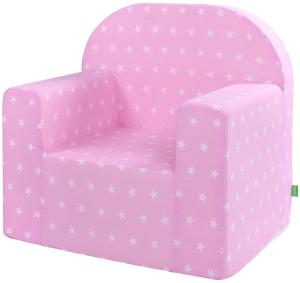 LULANDO Classic Kindersessel Babysessel Kindercouch Mini Sessel Kindermöbel für Spielzimmer und Kinderzimmer. Farbe: White Stars / Pink