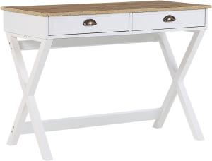 Schreibtisch weiß / heller Holzfarbton 103 x 50 cm 2 Schubladen EKART