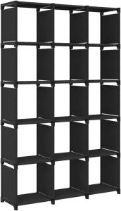 Würfel-Regal 15 Fächer Schwarz 103x30x175,5 cm Stoff