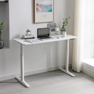 [pro. tec] Höhenverstellbarer Tisch 'Arogno', Spanplatte + Metall Weiß,140x60 cm