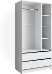 Vicco Kleiderschrank Elmo 100 x 200 cm, Weiß, offen, Garderobe, Schubfächer, Schlafzimmer