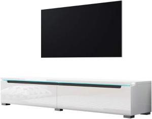 Selsey Swift – Fernsehschrank/TV-Lowboard Hängend oder Stehend 140 cm Weiß Hochglanz
