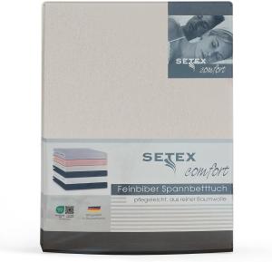 SETEX Feinbiber Spannbettlaken, 160 x 200 cm großes Spannbetttuch, 100 % Baumwolle, Bettlaken in Natur