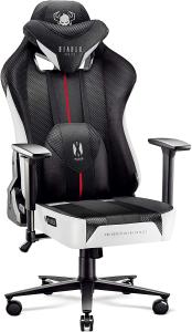 Diablo X-Player 2. 0 Gaming Stuhl Bürostuhl Gamer Chair Stoff 3D Armlehnen Ergonomisches Design Nacken/- Lendenkissen Wippfunktion Weiß-Schwarz King (XL)