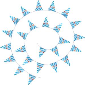 Wimpelkette mit Rautenmuster blau-weiß und Motiven - blau/weiß