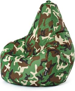 Green Bean© Sitzsack mit Rückenlehne "Cozy" 80x70x90cm - Gaming Chair mit 230L Füllung - Bean Bag Gamingstuhl Camouflage Grün