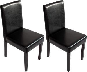 2er-Set Esszimmerstuhl Stuhl Küchenstuhl Littau ~ Kunstleder, schwarz, dunkle Beine