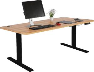 Schreibtisch HWC-D40, Computertisch, elektrisch höhenverstellbar 160x80cm 53kg MVG ~ Eiche-Dekor, schwarz