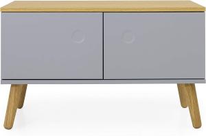 TENZO DOT 2 türen Sitzbank, Engineered Wood, Grau und Eiche, H48 B79 T37 cm