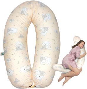 sei Design Stillkissen XXL Musselin Bezug 190x30 Stillkissenbezug 100% Bio-Baumwolle Schwangerschaftskissen Seitenschläferkissen Komfortkissen Erwachsene Baby Kissen