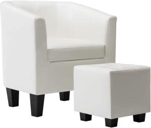 vidaXL Sessel mit Fußhocker Weiß Kunstleder [248060]
