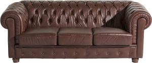 Bridgeport Sofa 3-Sitzer Wischleder Braun Buche Nussbaumfarben