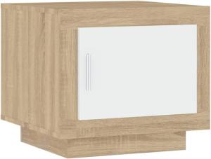 Couchtisch Weiß und Sonoma-Eiche 51x50x45 cm Holzwerkstoff