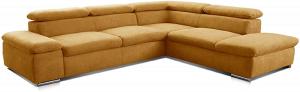 Cavadore Ecksofa Alkatraz / L-Form Sofa groß mit Ottomanen rechts und verstellbaren Kopfteilen / Modernes Design und hochwertiger Webstoff-Bezug / Maße: 272 x 73 x 226 / Farbe: Gelb (Paris mustard)
