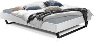 Möbel-Eins LUKY Kufenbett ohne Kopfteil, Material Massivholz, Fichte massiv, Kufen schwarz weiss 200 x 220 cm