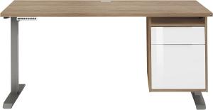 Schreibtisch >EDJUST< (BxHxT: 150x120x80 cm) Roheisen lackiert - Riviera Eiche
